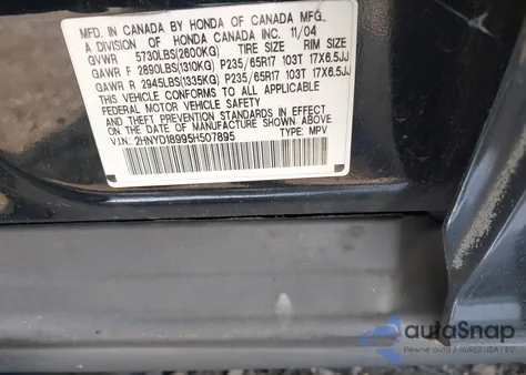 2005 Acura Mdx from USA, damaged, VIN 2HNYD18995H507895